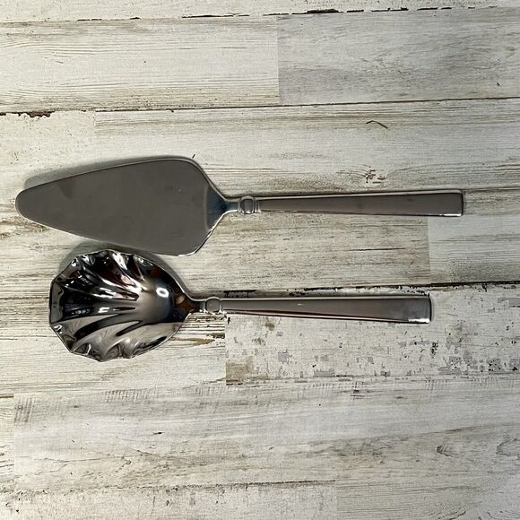 Oneida Kitchen Attalia 2 Piece Flatware Dessert Serving Set Berry Spoon & Server - Picture 4 of 8